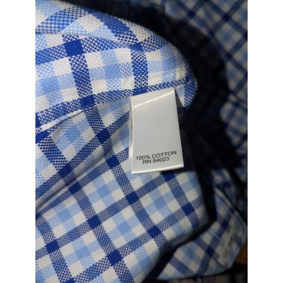Medium Banana Republic blue plaid mens cotton shirt #13 - Picture 5 of 5